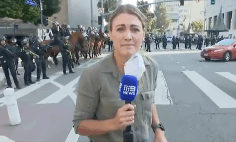 Horrifying footage shows moment journalist is shot by LAPD while reporting live on anti-ICE protests